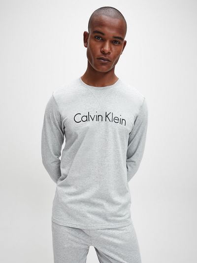 Calvin Klein Underwear HU676245 | Calvin Klein Comfort Cotton Long Sleeve Férfi Lounge Póló Szürke